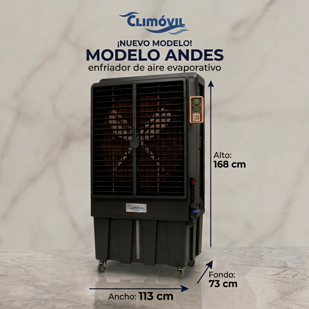 ANDES Enfriador de Aire Evaporativo 18.000 m3/h - Estanque de 120 Lts.