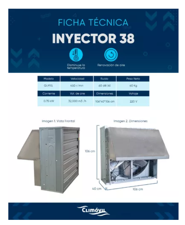 Inyector de aire axial. 32.000 m3/h