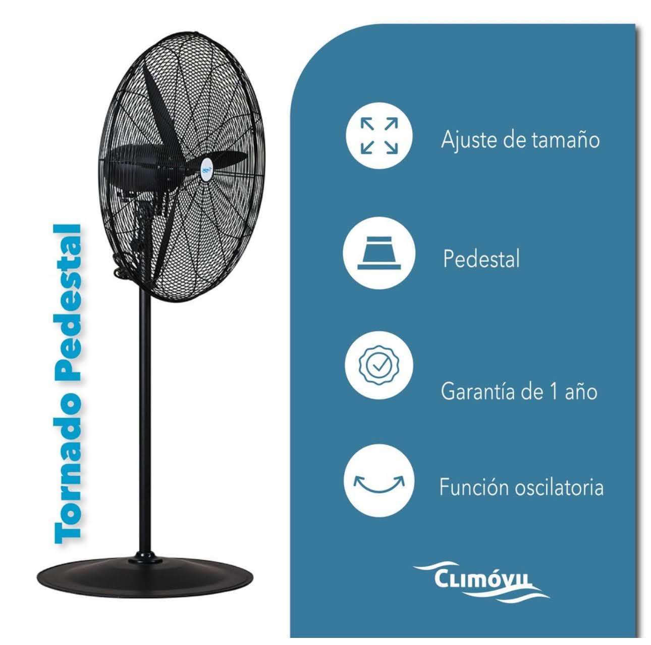 Ventilador de Pie, Modelo Tornado de 30 pulgadas.