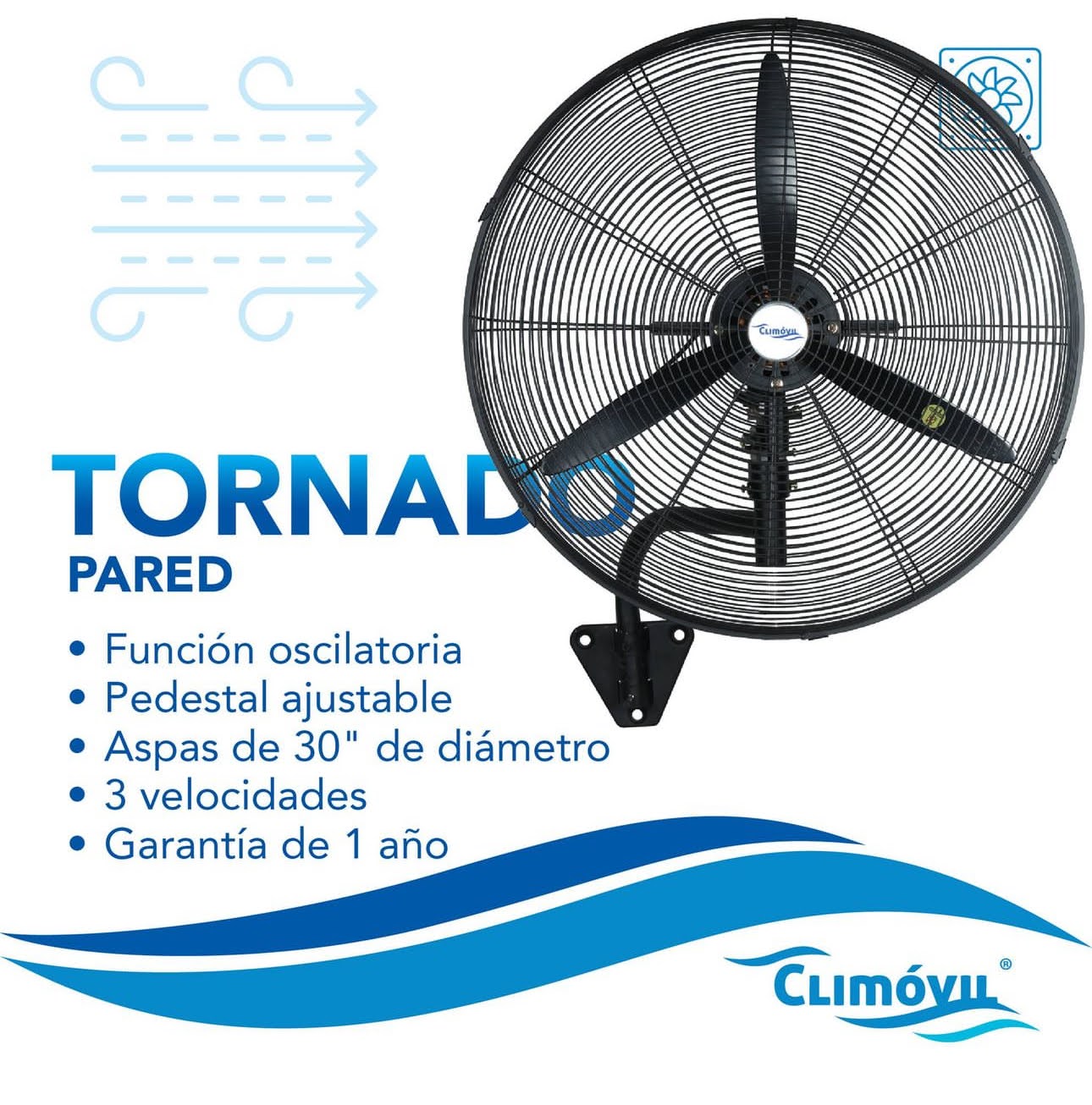 Ventilador de Pared, Modelo Tornado de 30 pulgadas