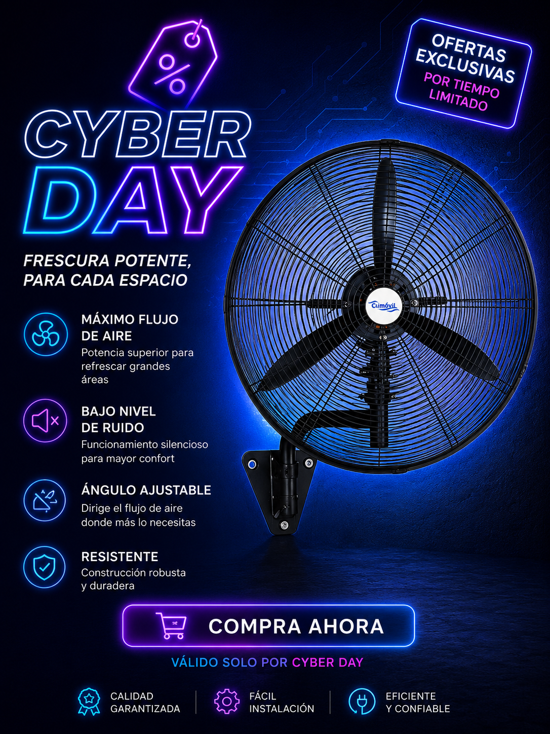 Ventilador de Pared, Modelo Tornado de 30 pulgadas