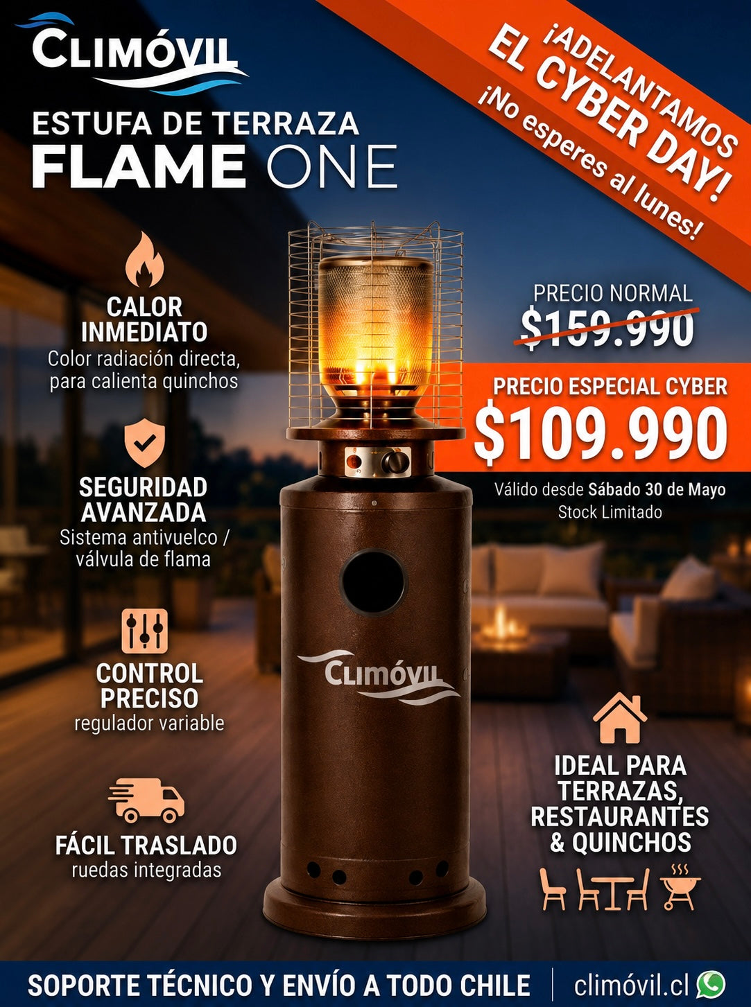 Estufa de Terraza -Climóvil Flame One