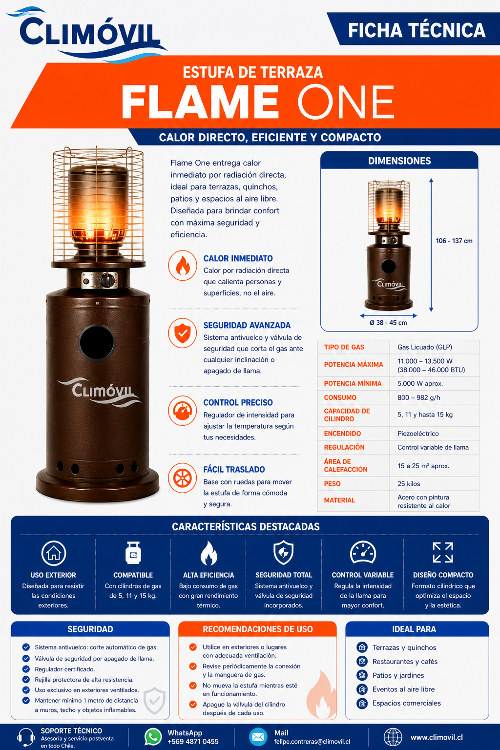 Estufa de Terraza -Climóvil Flame One